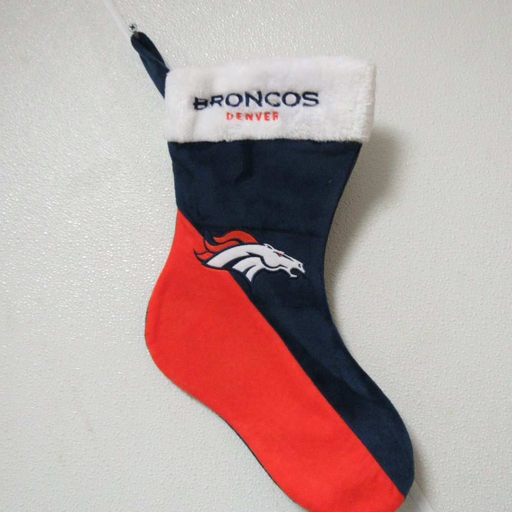 Embroidered NFL Denver Broncos on 18" Orange/Blue Basic Christmas Stocking